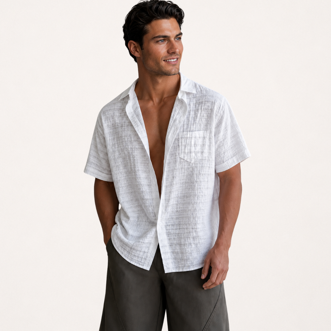 Marbella Textured Camp Shirt - White