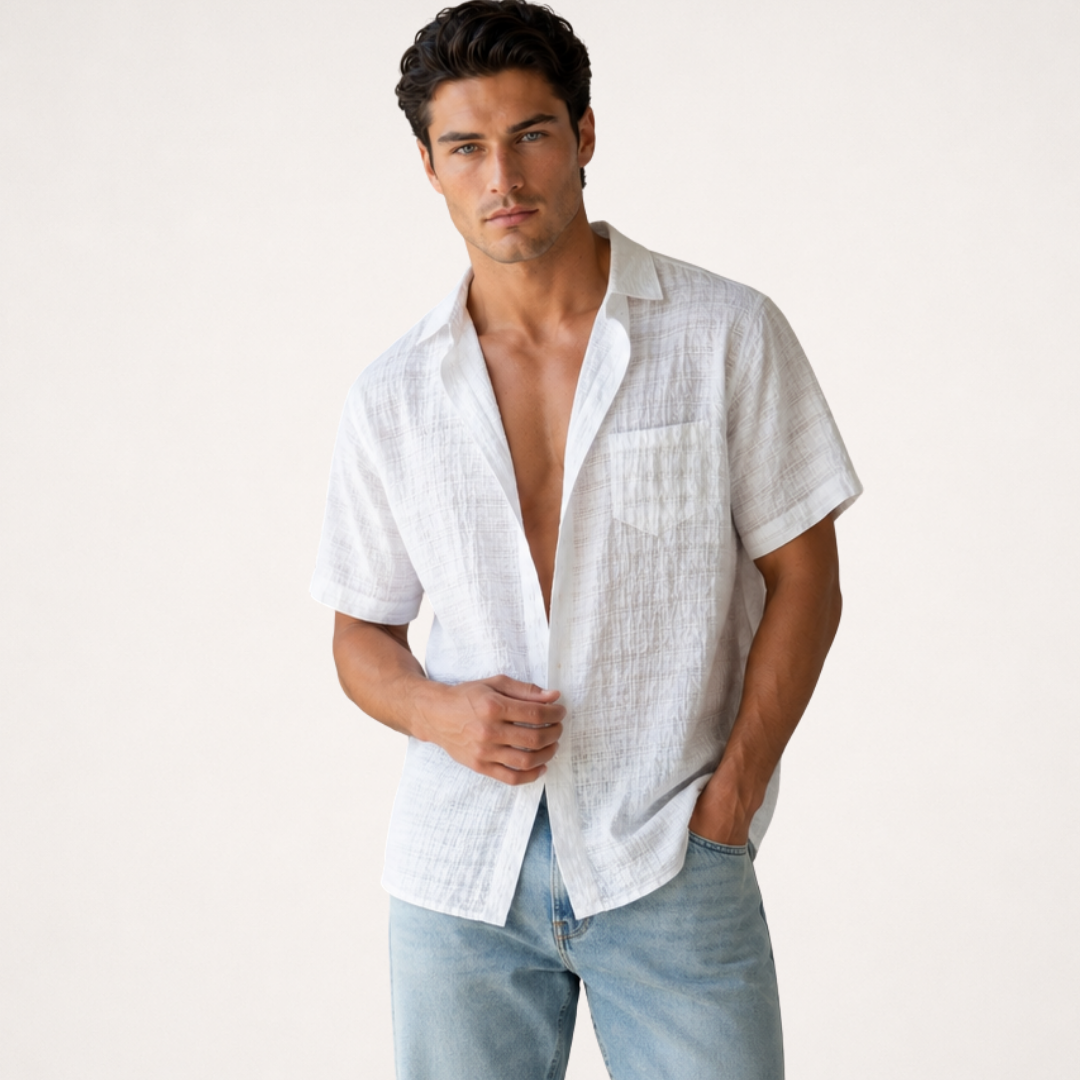 Marbella Textured Camp Shirt - White