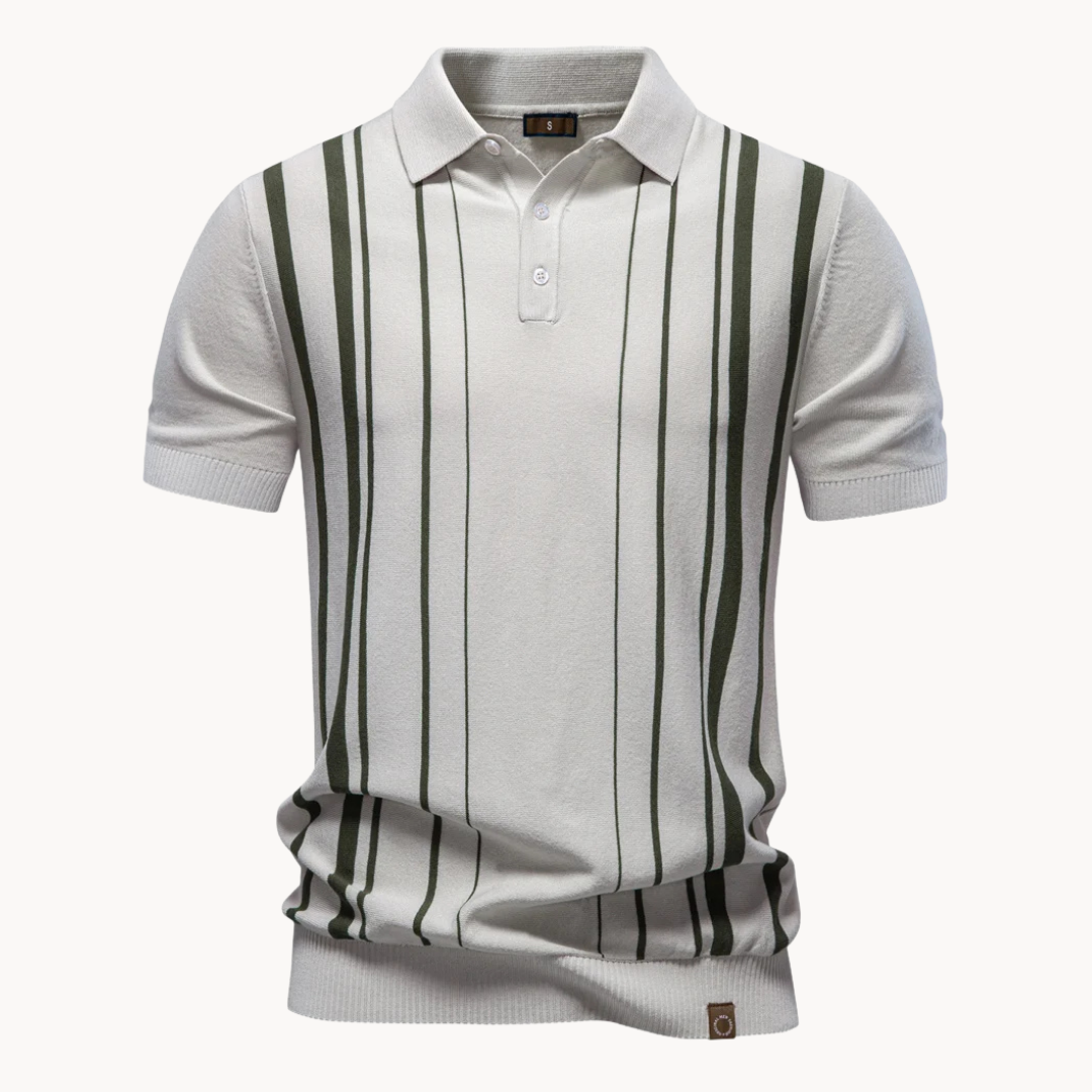 Solaro Stripe Knit Polo Shirt