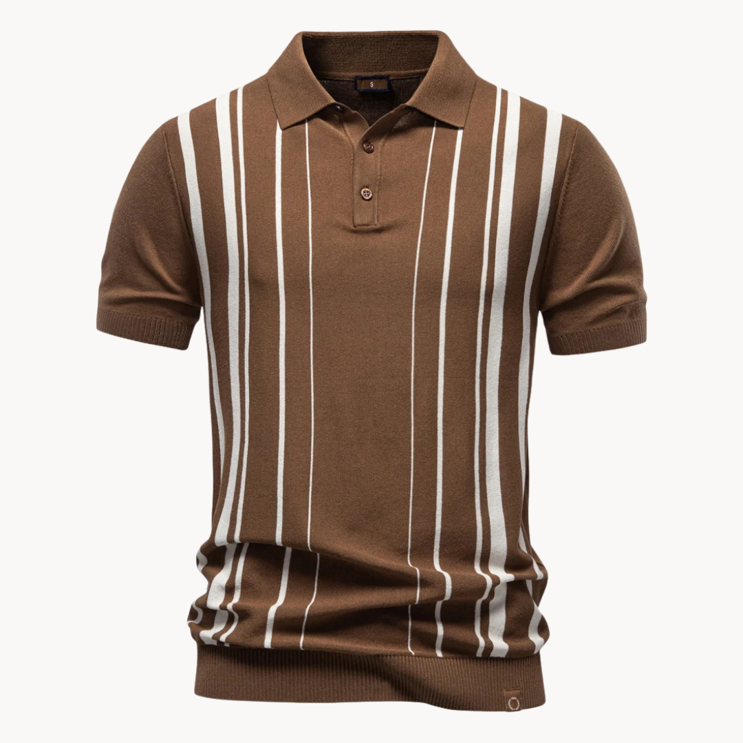 Solaro Stripe Knit Polo Shirt