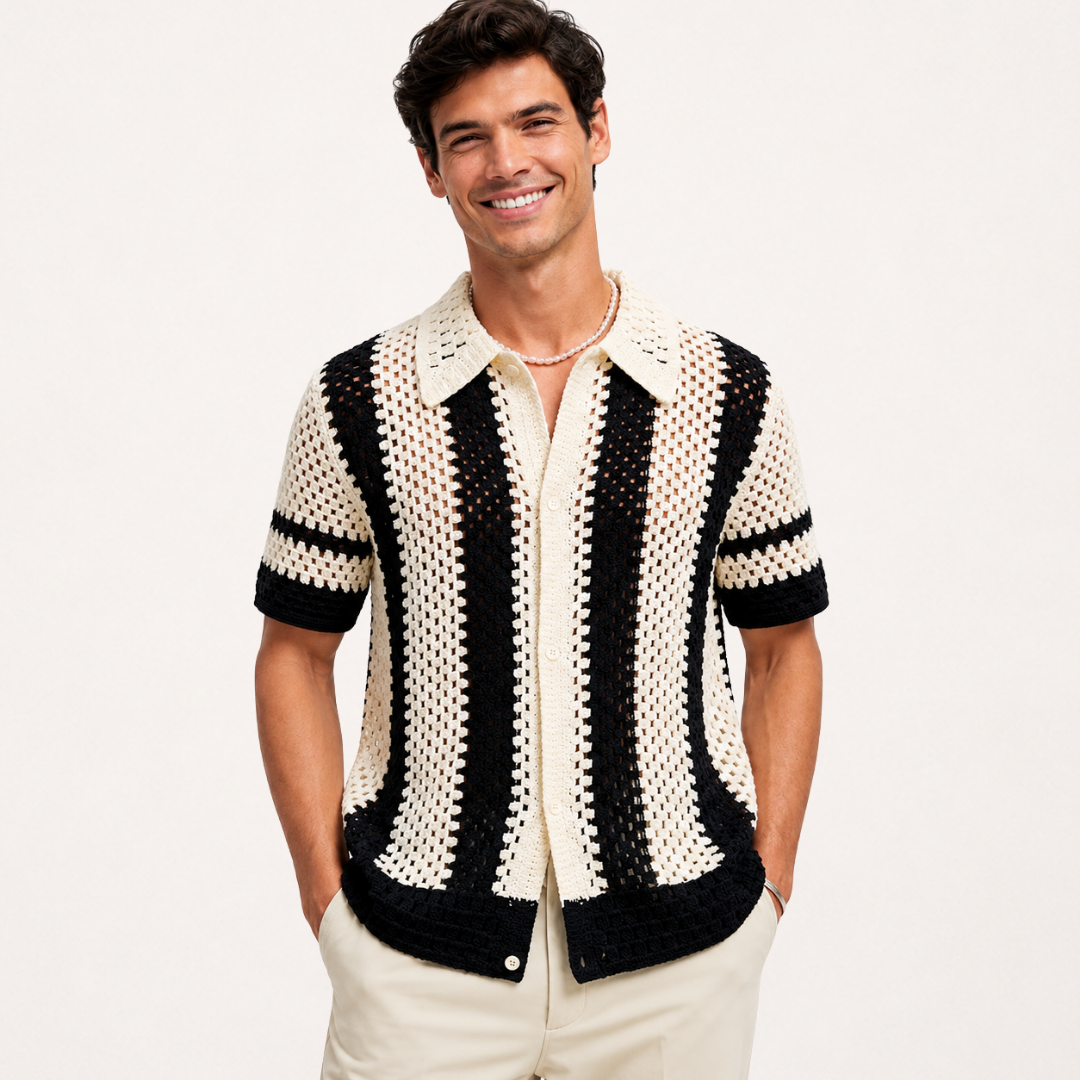 Torrin Open Crochet Camp Shirt