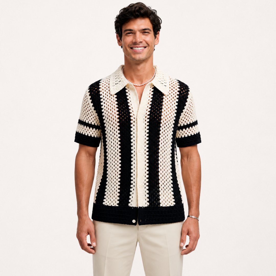 Torrin Open Crochet Camp Shirt