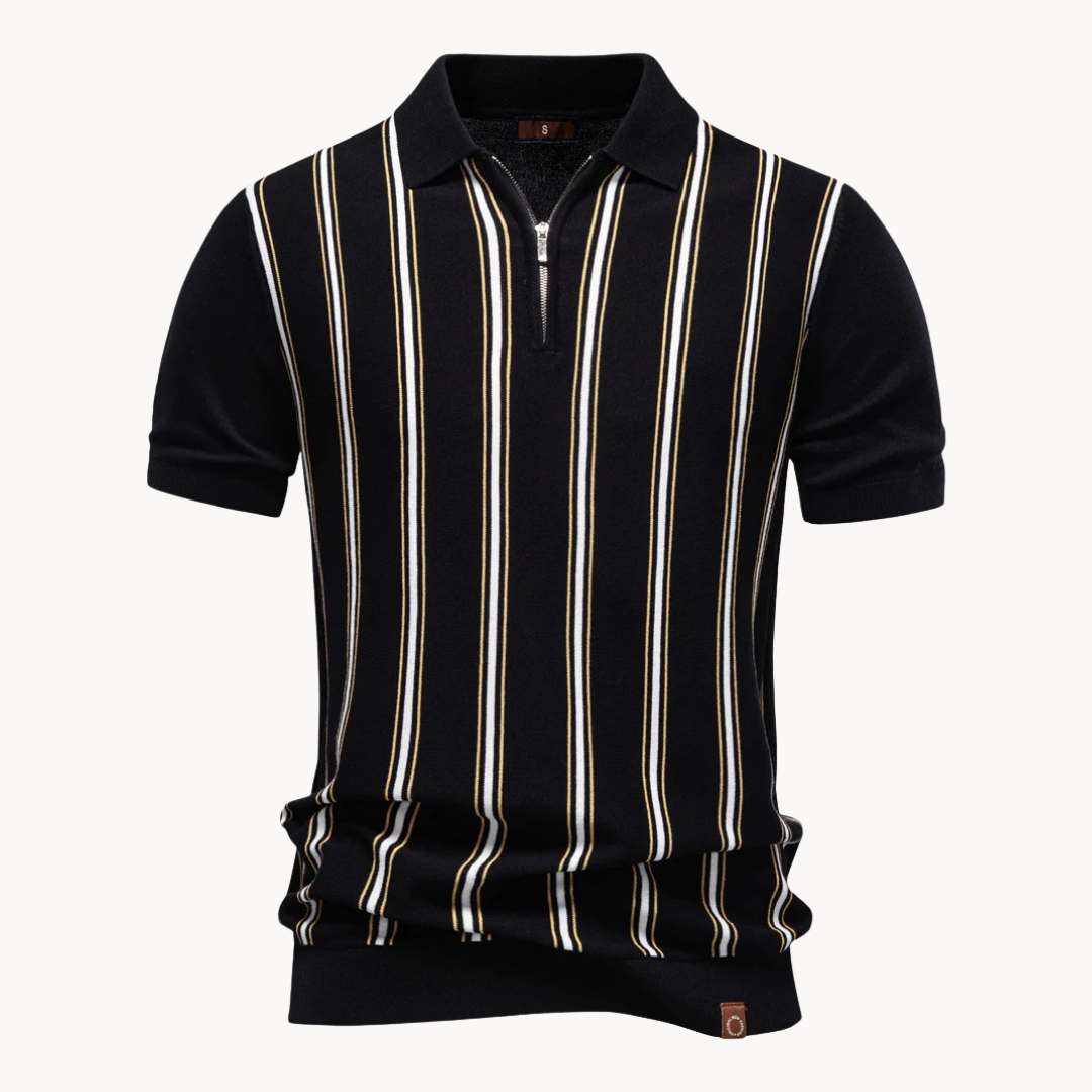 Mode Stripe Zip Polo Shirt