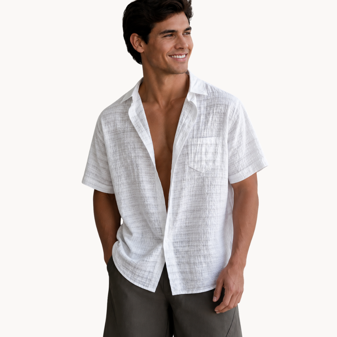 Marbella Textured Camp Shirt - White