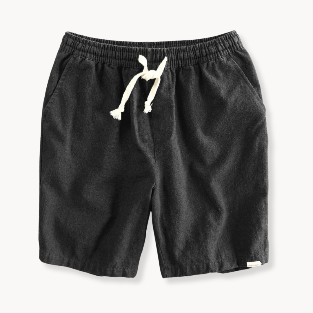 【I AM MARI】Mabanti Linen Banding Shorts Maritime Cotton Linen Shorts