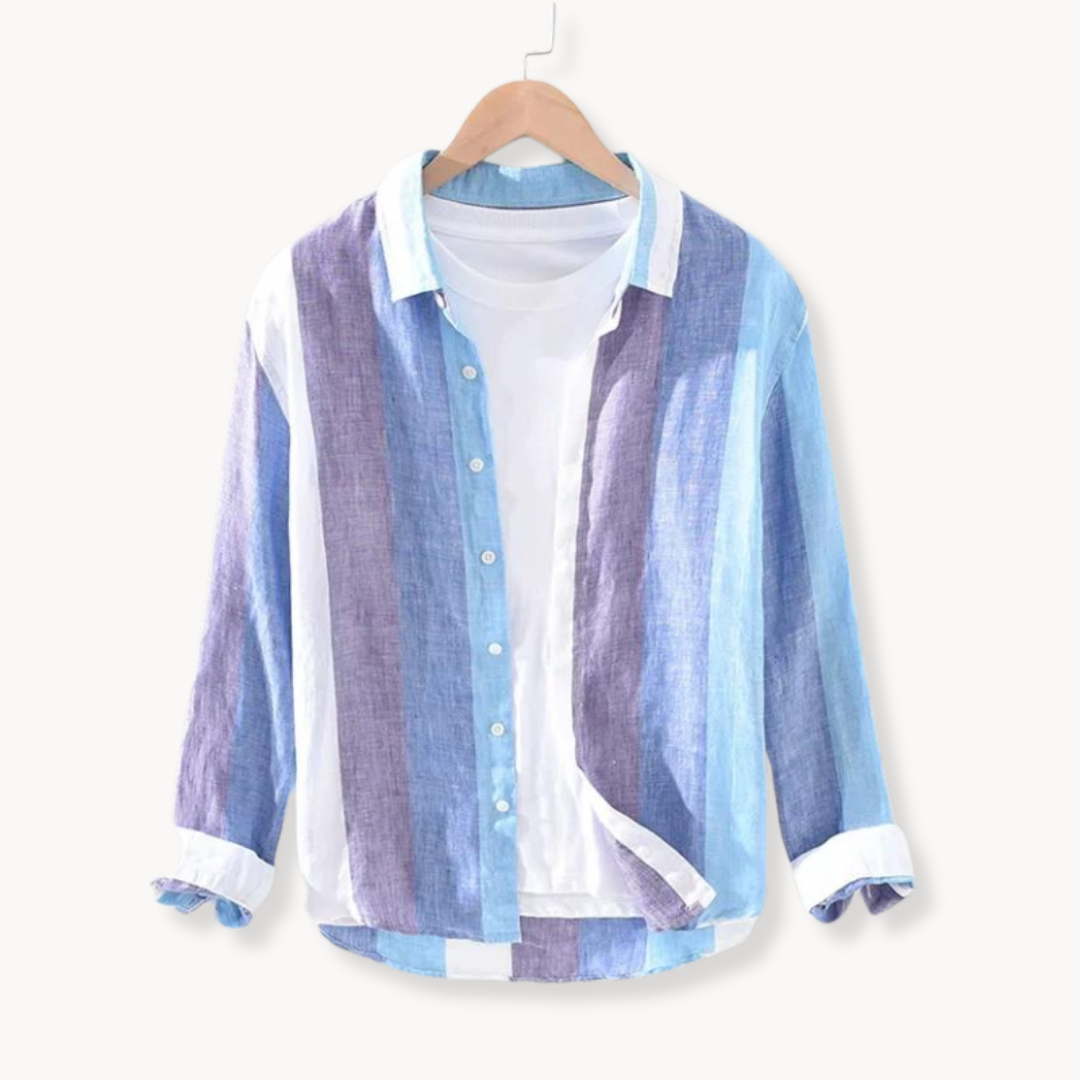 Seascape Stripe Linen Button Shirt