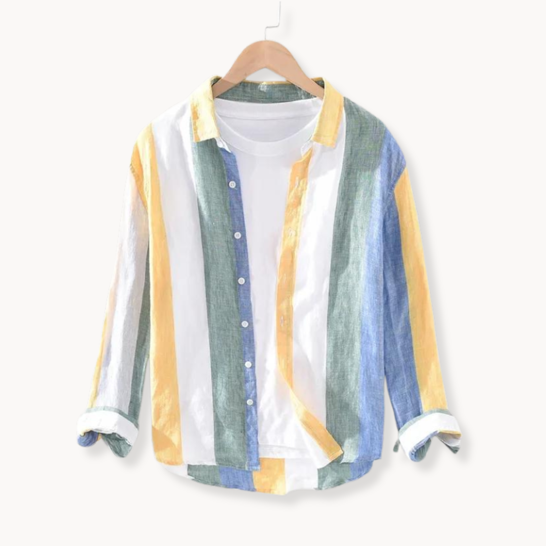 Seascape Stripe Linen Button Shirt