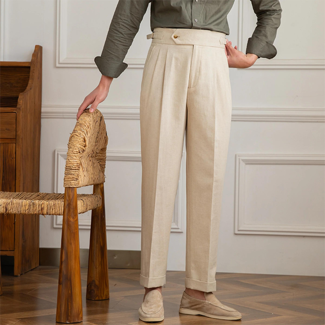 Vento Linen Cotton Pleated Trouser
