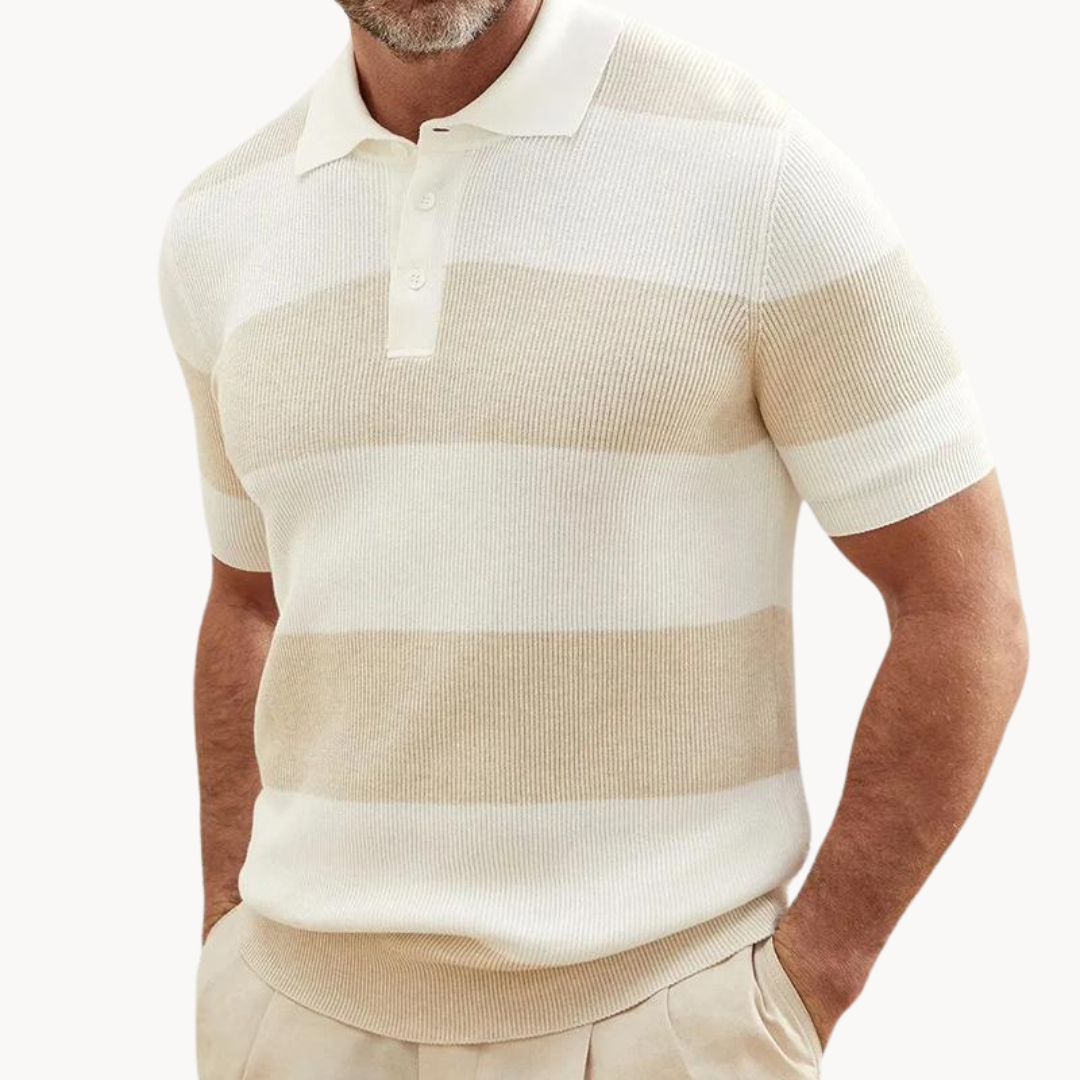 Damask Knitted Stripe Polo