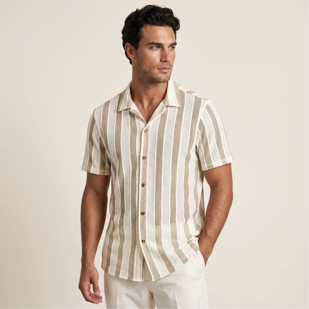 Marlowe Open Collar Stripe Shirt