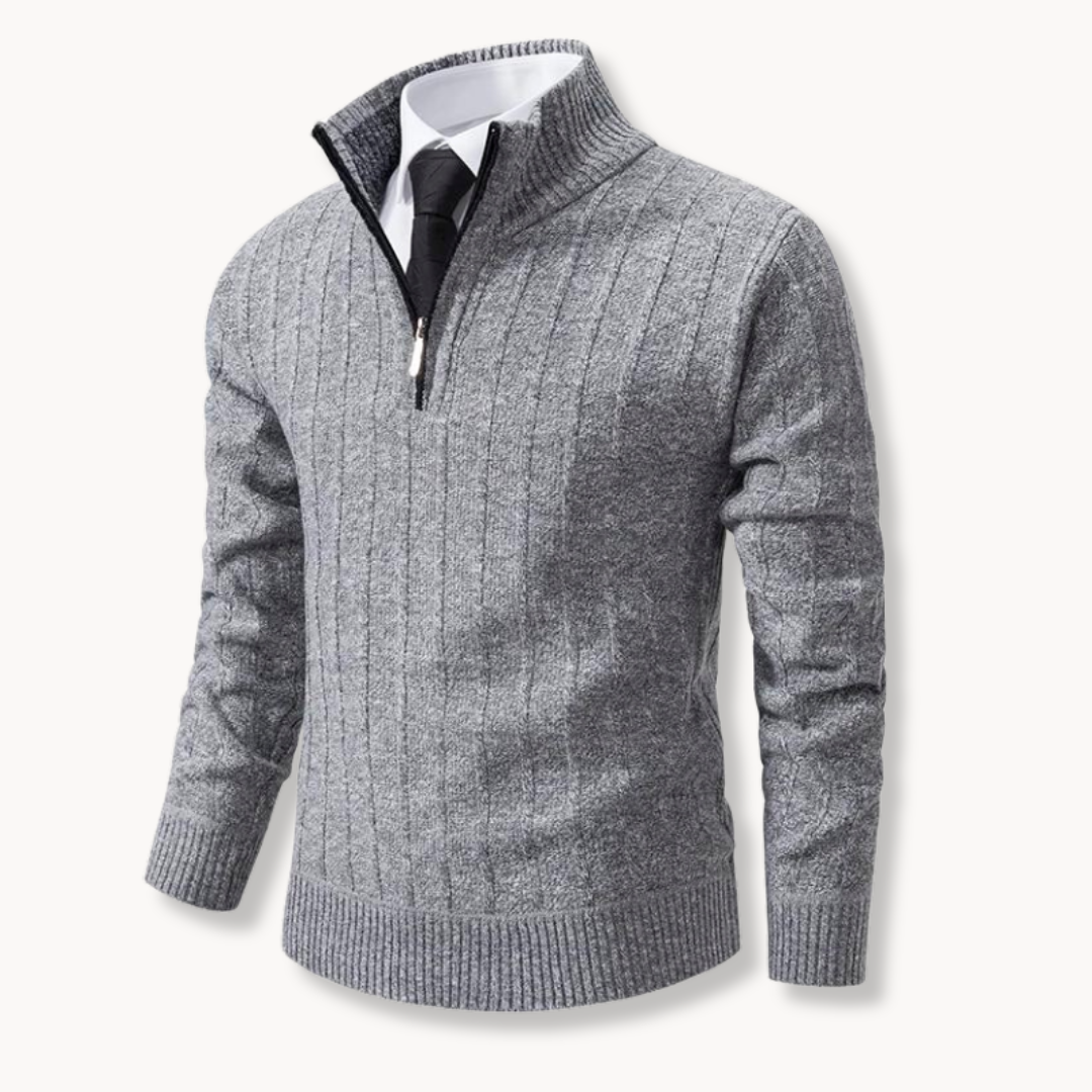 Rib Knit Quarter Zip Sweater