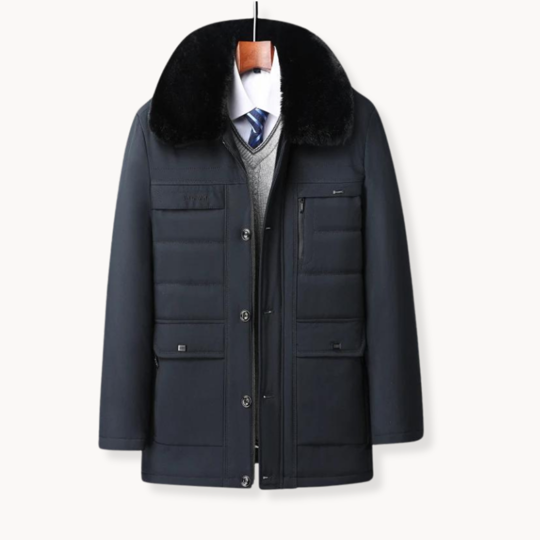 Arctic Elegance Fur-Collar Coat