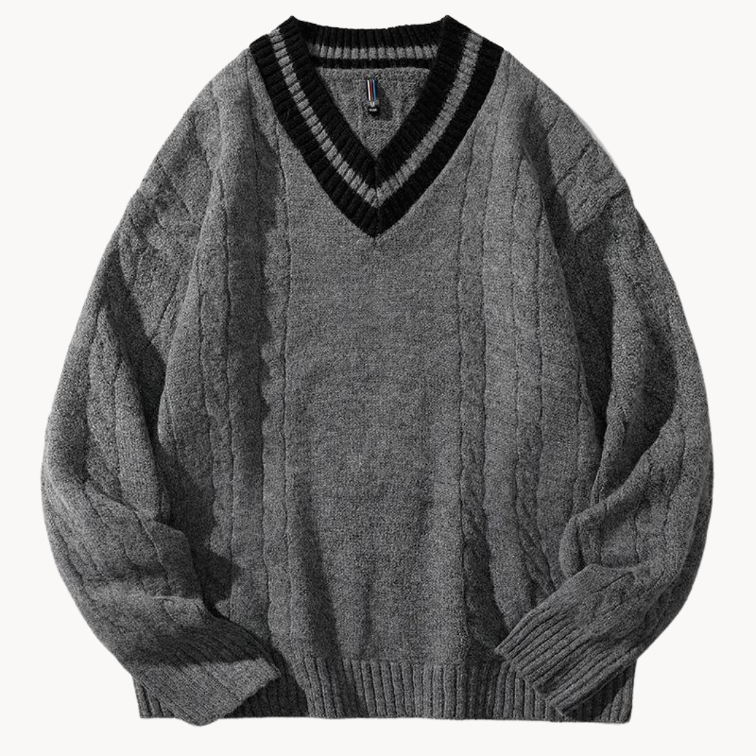 Knitted Oversized V Neck Sweater