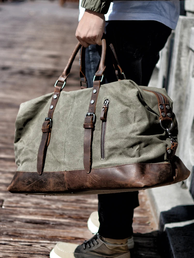 Canvas leather weekender bag online