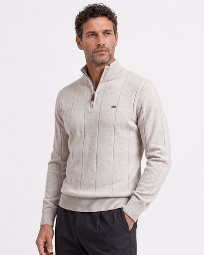 Ledger Ribbed Quarter Zip Sweater