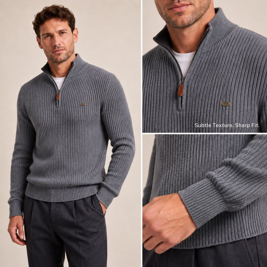 Pull côtelé Wexley à col zippé