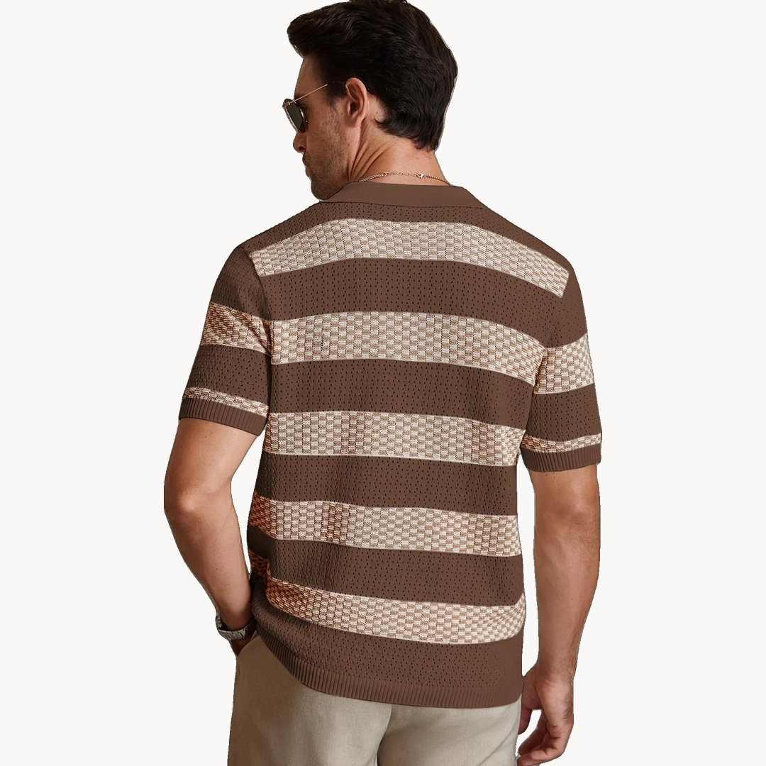 Corwin Knitted Polo - Brown back