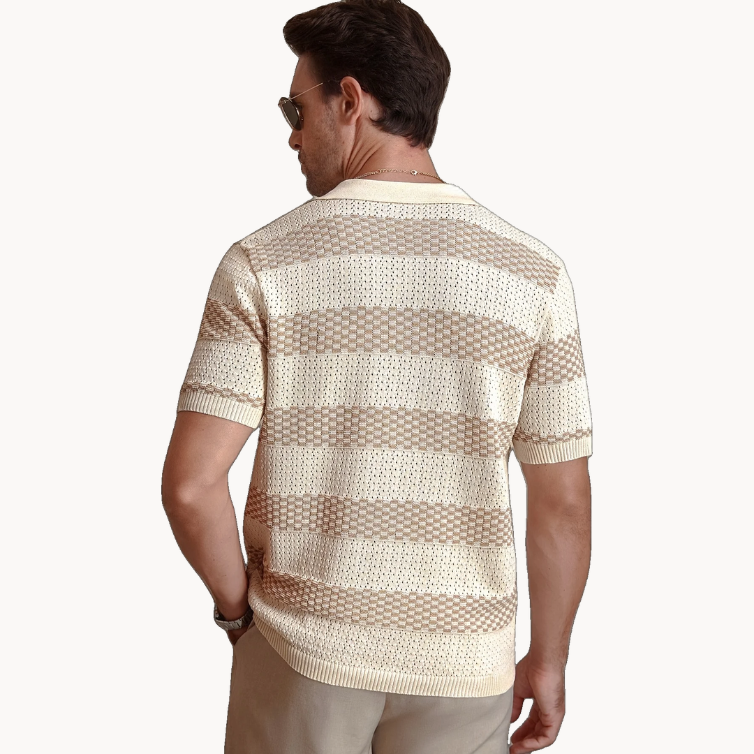 Corwin Knitted Polo - Oatmeal back