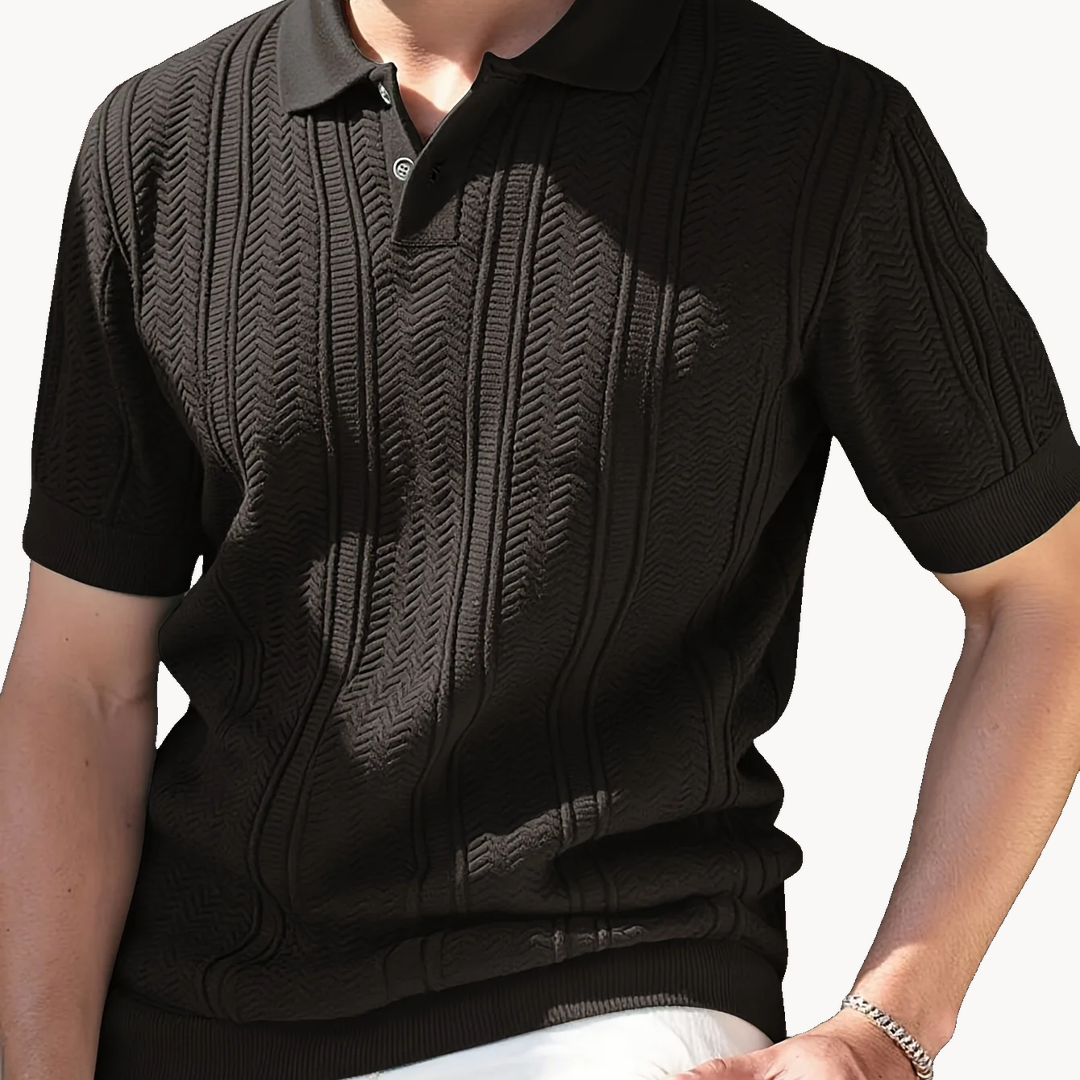 Rourke Textured Knit Polo - Black