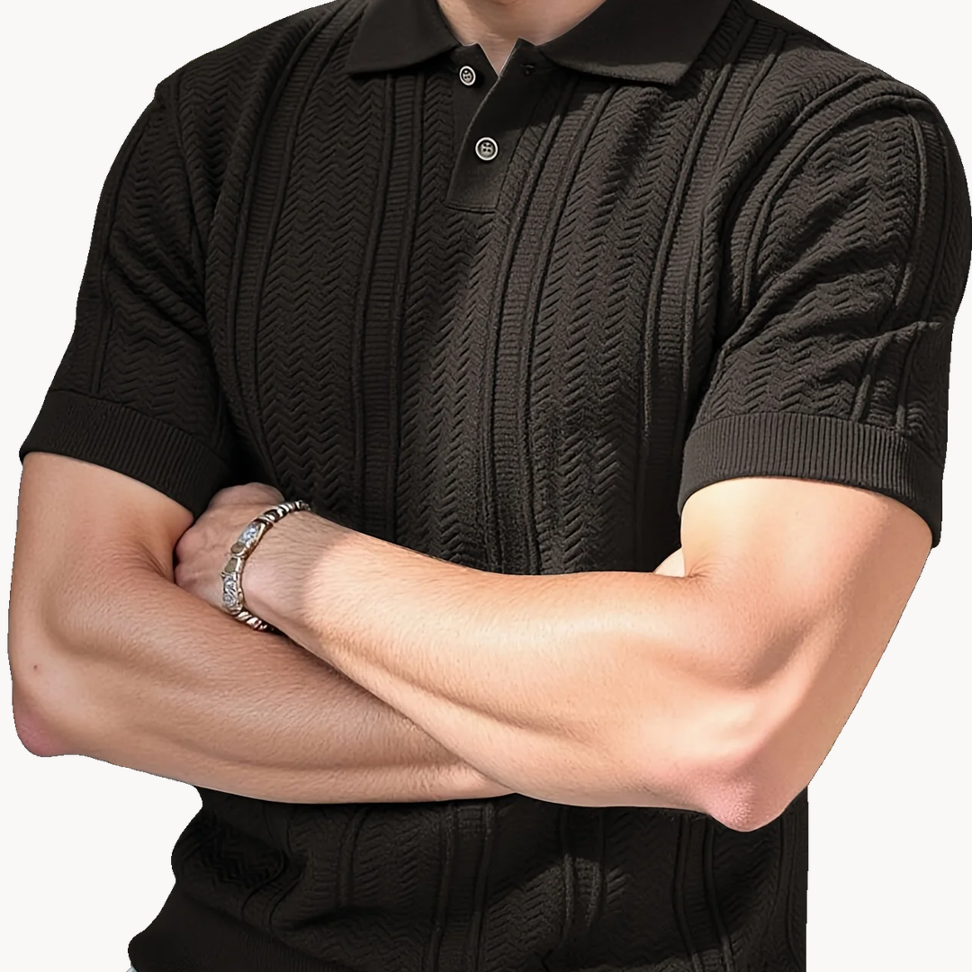 Rourke Textured Knit Polo - Black