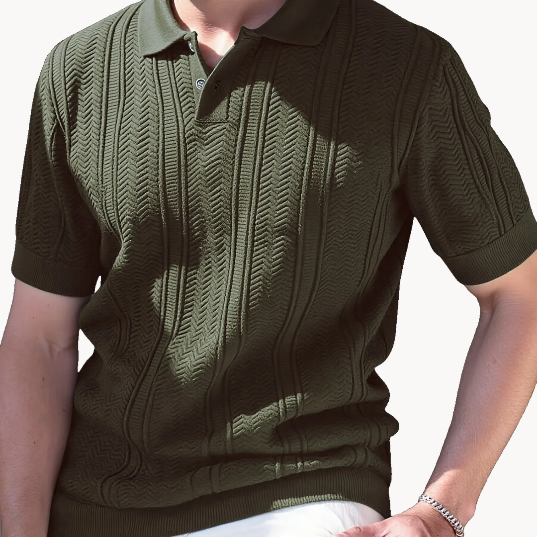 Rourke Textured Knit Polo - Green