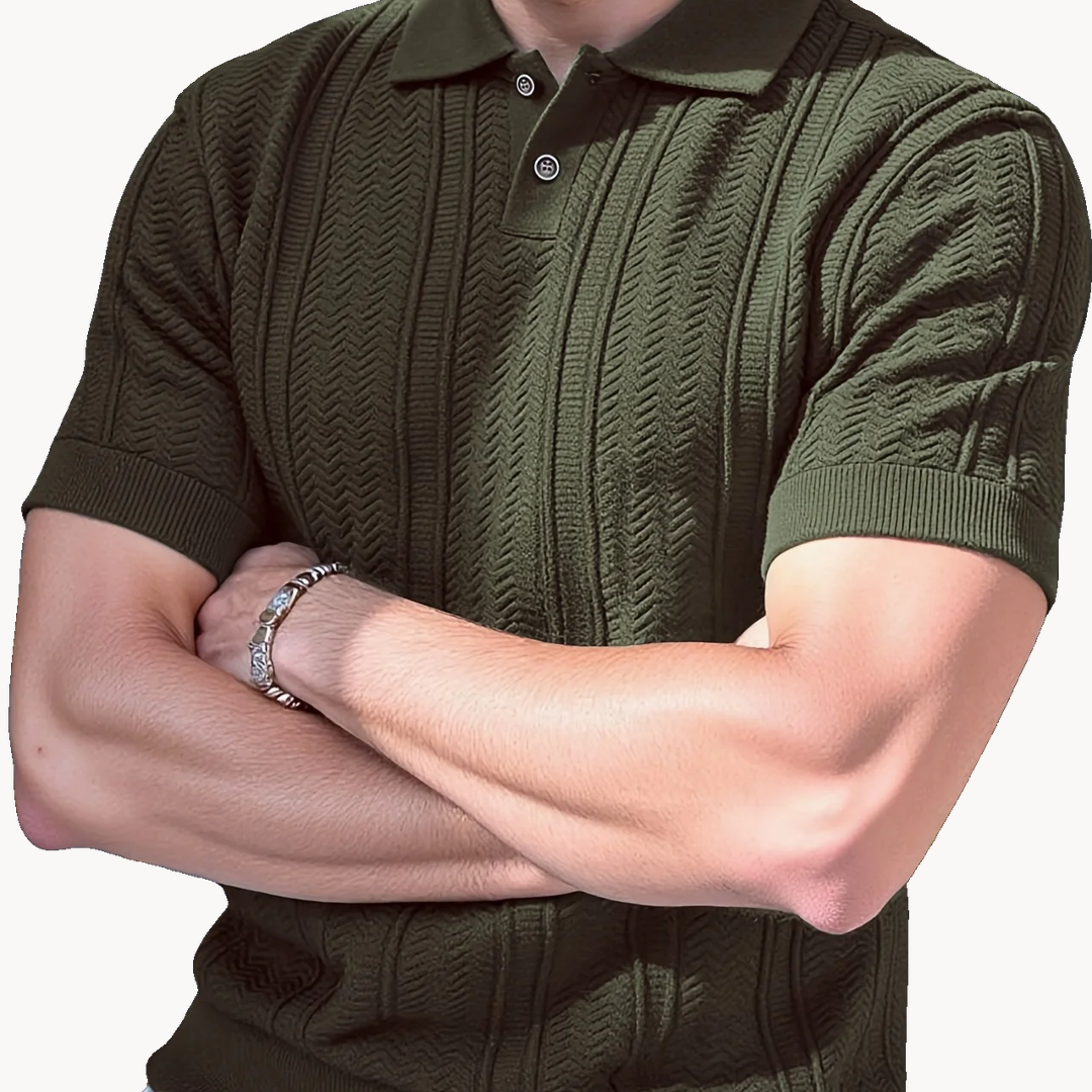 Rourke Textured Knit Polo - Green