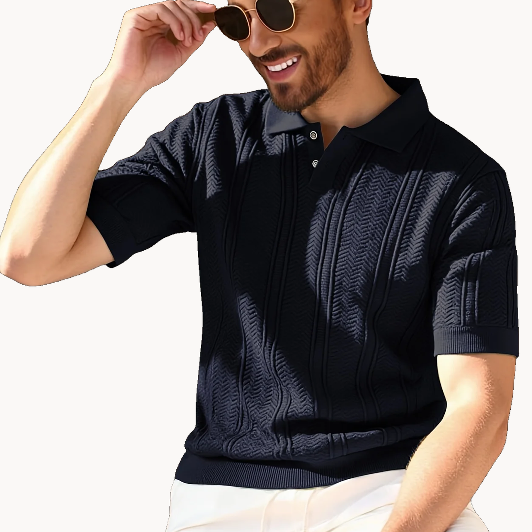 Rourke Textured Knit Polo - Navy
